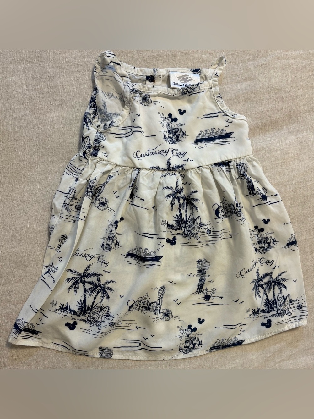 Disney Cruise Line 18-24M White Blue Mickey Mouse Castaway Cay Sundress